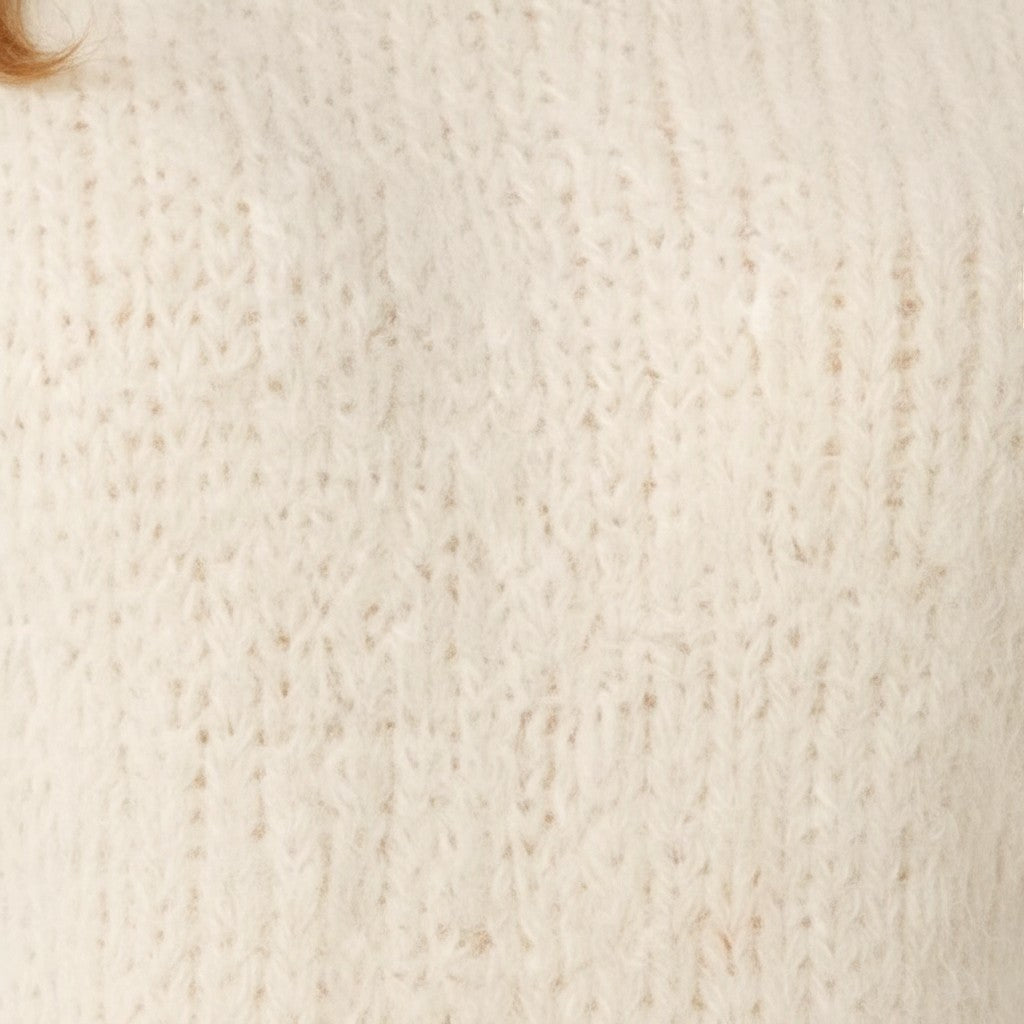 Wild Flower - Ladies -Striped Sleeve Fluffy Knit Jumper - Ivory/Aqua - Wildvine Clothing, Spalding, Lincolnshire