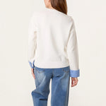 QED London - Ladies - Gingham Heart & Cuff Jumper - Ivory - Wildvine Clothing, Spalding, Lincolnshire