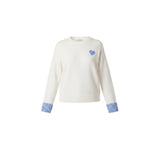 QED London - Ladies - Gingham Heart & Cuff Jumper - Ivory - Wildvine Clothing, Spalding, Lincolnshire