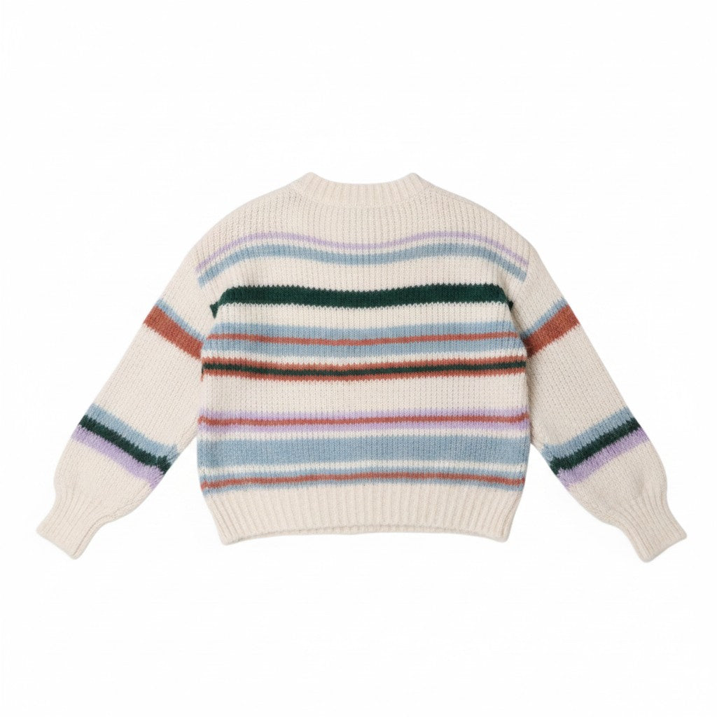 Wild Flower - Ladies - Colourful Striped Knit Jumper - Ivory/Multi - Wildvine Clothing, Spalding, Lincolnshire