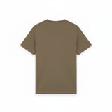 Back view of a plain khaki ash Lyle & Scott men's t-shirt from WILDVINE Clothing Co. on a white background.