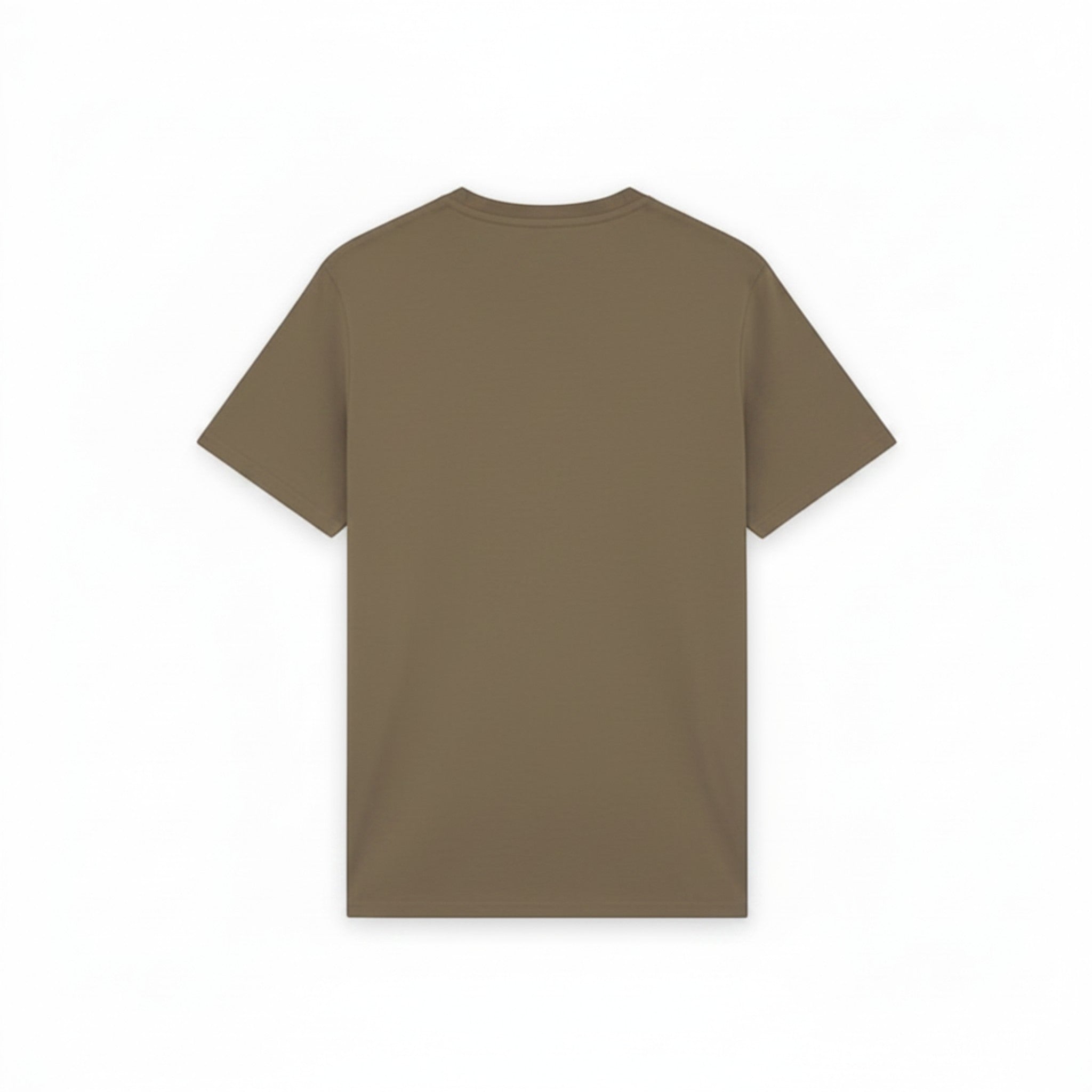 Back view of a plain khaki ash Lyle & Scott men's t-shirt from WILDVINE Clothing Co. on a white background.