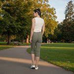 Pinnns - Ladies - Bengaline Crop Trousers With Pockets - Khaki - 226C - Wildvine Clothing, Spalding, Lincolnshire