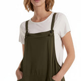 Moda - Ladies - Bow Detail Cotton Dungaree - Khaki - Wildvine Clothing, Spalding, Lincolnshire
