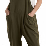 Moda - Ladies - Bow Detail Cotton Dungaree - Khaki - Wildvine Clothing, Spalding, Lincolnshire