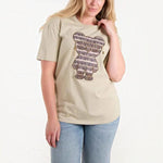 QED - Ladies - Embellished Bear T-Shirt - Khaki - Wildvine Clothing, Spalding, Lincolnshire