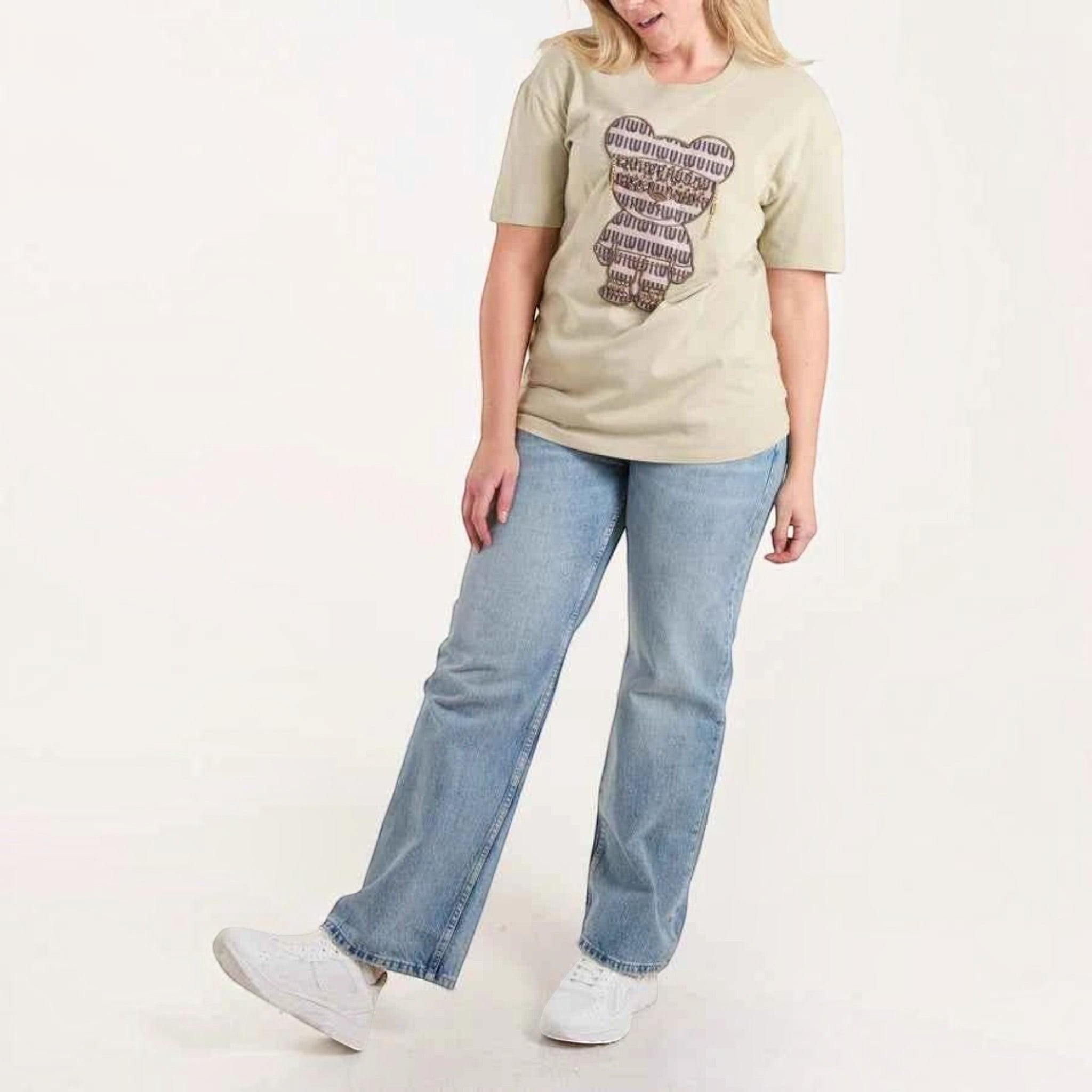 QED - Ladies - Embellished Bear T-Shirt - Khaki - Wildvine Clothing, Spalding, Lincolnshire