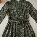 QED London - Ladies - Long Sleeve - Midi Dress - Animal Print Khaki - Wildvine Clothing, Spalding, Lincolnshire