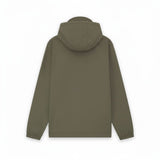 WILDVINE Clothing Co. Lyle & Scott khaki ash hooded zip-through jacket, back view showing elasticated cuffs.