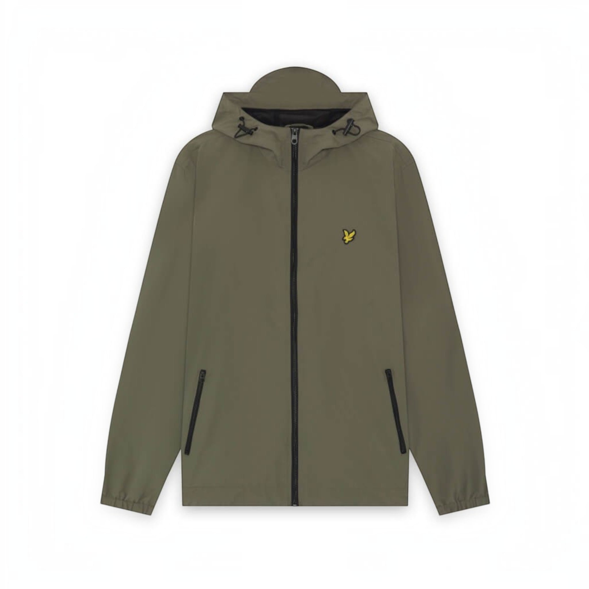 WILDVINE Clothing Co. Lyle & Scott khaki ash hooded jacket with jet black zip and iconic golden eagle chest logo.