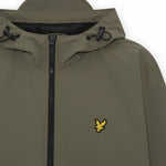 WILDVINE Clothing Co. Lyle & Scott khaki ash hooded jacket with jet black zip and yellow eagle logo embroidery