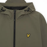 WILDVINE Clothing Co. Lyle & Scott khaki ash hooded jacket with jet black zip and yellow eagle logo embroidery