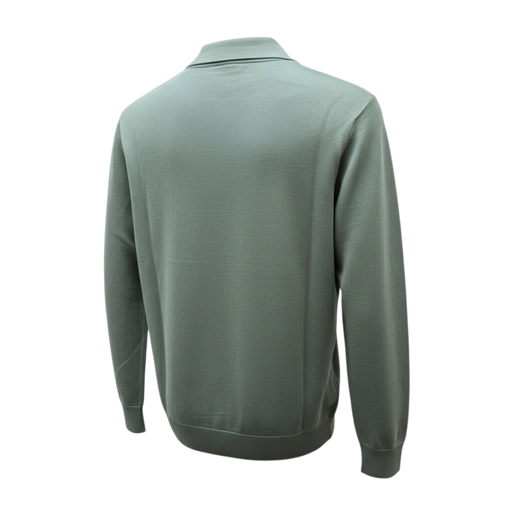 Gabicci Vintage - Mens Khaki Francesco Knitted L/S Polo Shirt - V57GK08 - Wildvine Clothing, Spalding, Lincolnshire