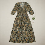 Misumi - Ladies -V Neck Wrap - Midi Dress - Khaki S M - Wildvine Clothing, Spalding, Lincolnshire