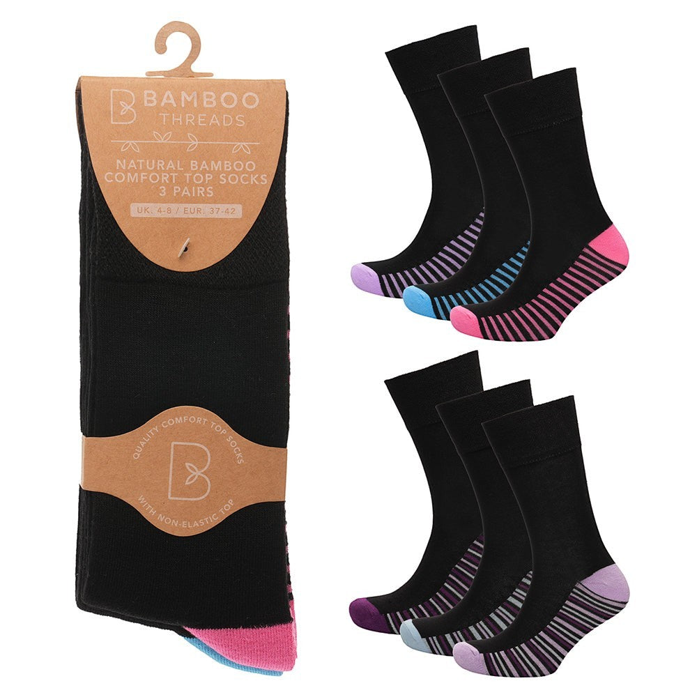Jane Austin - Ladies Non-Elasic Bamboo Socks - (3 pairs) - Wildvine Clothing, Spalding, Lincolnshire