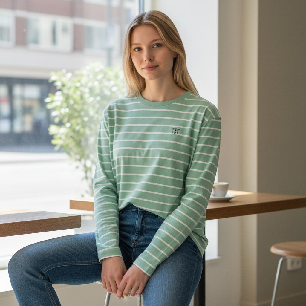 Lighthouse - Ladies Causeway II Top - Soft Pistachio Stripe - Wildvine Clothing, Spalding, Lincolnshire