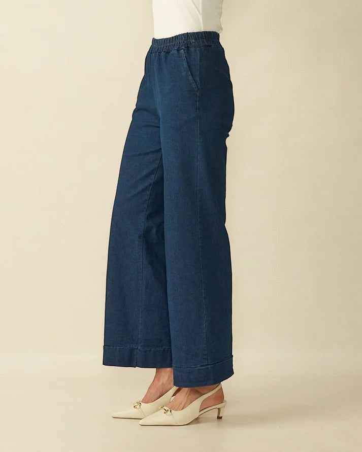 D.E.C.K. by Decollage Ladies Wide Leg Trousers - Denim Look - Wildvine Clothing, Spalding, Lincolnshire