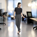 Pinnns - Ladies - Essential 27" Elasticated Waist Flannel Trouser - Iris - Salt & Pepper - Wildvine Clothing, Spalding, Lincolnshire