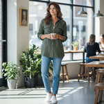 Alice Collins - Ladies Vivian Shirt - Khaki/Black - Wildvine Clothing, Spalding, Lincolnshire