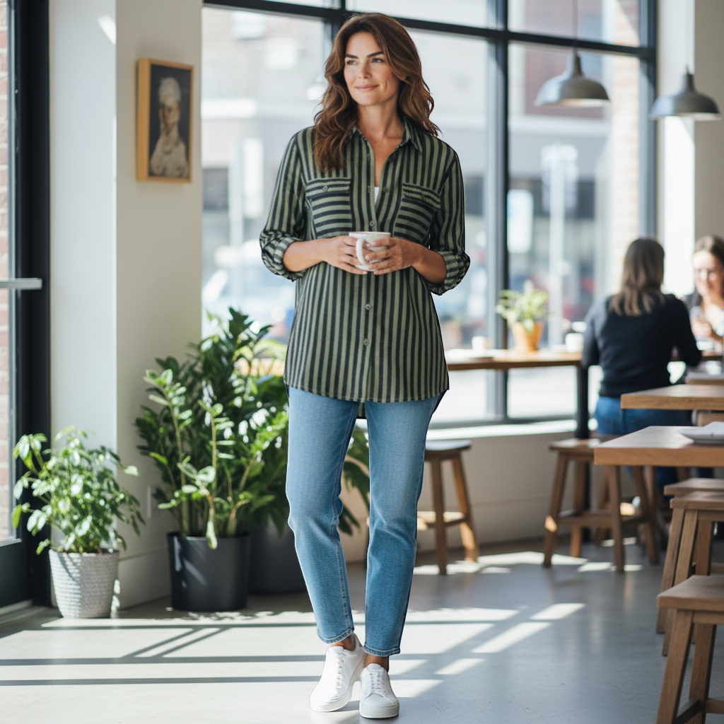 Alice Collins - Ladies Vivian Shirt - Khaki/Black - Wildvine Clothing, Spalding, Lincolnshire