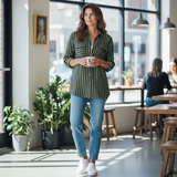 Alice Collins - Ladies Vivian Shirt - Khaki/Black - Wildvine Clothing, Spalding, Lincolnshire