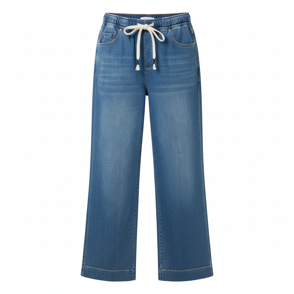 QED London - Ladies - Ankle Length Wide Leg String Jeans - Denim - Wildvine Clothing, Spalding, Lincolnshire