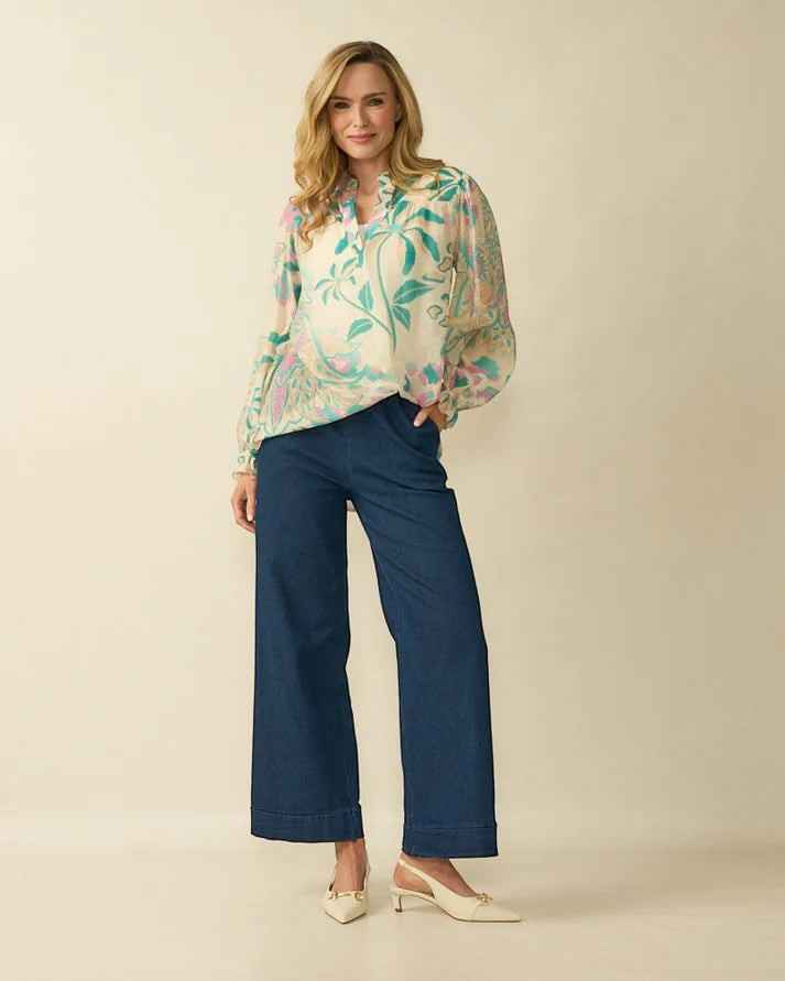 D.E.C.K. by Decollage Ladies Wide Leg Trousers - Denim Look - Wildvine Clothing, Spalding, Lincolnshire