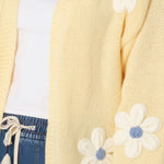 Wild Flower - Ladies - Flocking Daisy Open Knit Cardigan - Lemon - Wildvine Clothing, Spalding, Lincolnshire