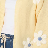 Wild Flower - Ladies - Flocking Daisy Open Knit Cardigan - Lemon - Wildvine Clothing, Spalding, Lincolnshire