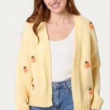 Wild Flower - Ladies - Knitted Oranges Chunky Cardigan - Lemon - Wildvine Clothing, Spalding, Lincolnshire
