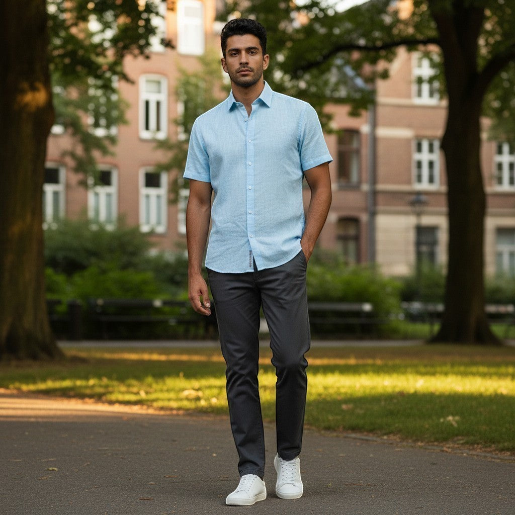 DG's Drifter Mens - Regular Short Sleeve Casual Shirt - Light Blue - 14501SS - 21 - Wildvine Clothing, Spalding, Lincolnshire
