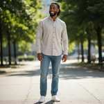 DG's Drifter Mens - Geneva Long Sleeve Casual Shirt - Light Brown - 114061-43 - Wildvine Clothing, Spalding, Lincolnshire