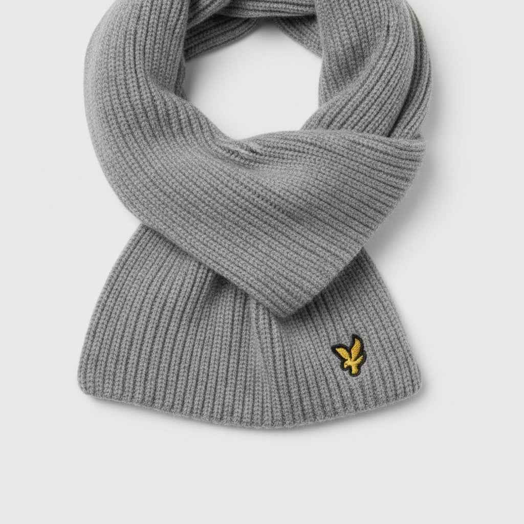 Lyle & Scott - Mens Brushed Scarf and Beanie Hat Set Light Grey Marl D24 - Wildvine Clothing, Spalding, Lincolnshire