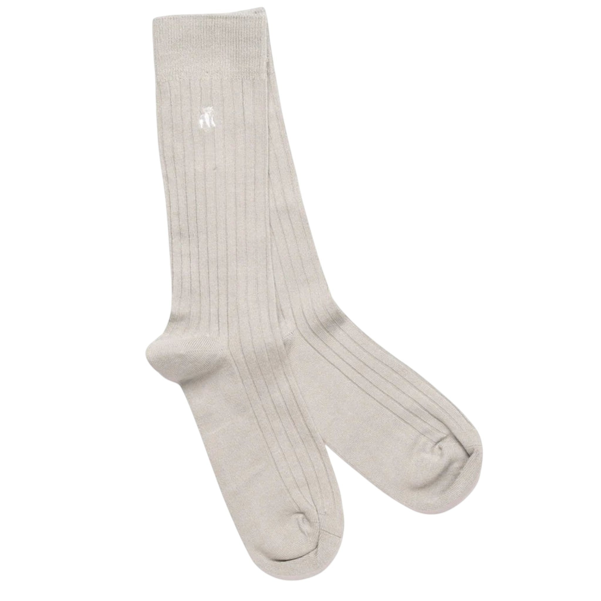 Swole Panda - Mens Bamboo Socks - Light Grey Ribbed - Wildvine Clothing, Spalding, Lincolnshire