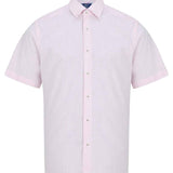 WILDVINE Clothing Co. light pink short sleeve casual shirt with a floral print inner collar and button-down front.