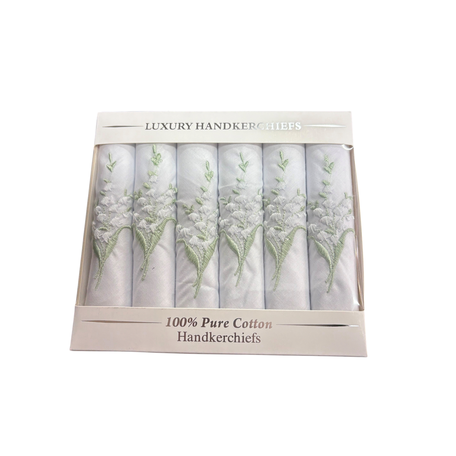 Le Chateau - Ladies - Luxury Handkerchiefs - Embroidered Lily Of The Valley - Wildvine Clothing, Spalding, Lincolnshire