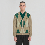 Lyle & Scott - Mens Argyle Knitted Classic Cardigan - Camel Taupe - KN2633V Y613 - Wildvine Clothing, Spalding, Lincolnshire