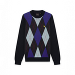 Lyle & Scott - Mens Argyle Knitted Crew Neck Jumper - Dark Navy - Z271 - Wildvine Clothing, Spalding, Lincolnshire