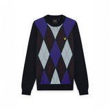 Lyle & Scott - Mens Argyle Knitted Crew Neck Jumper - Dark Navy - Z271 - Wildvine Clothing, Spalding, Lincolnshire