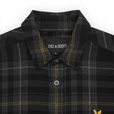 WILDVINE Clothing Co. Lyle & Scott jet black fine tartan corduroy shirt with collar and button-down front