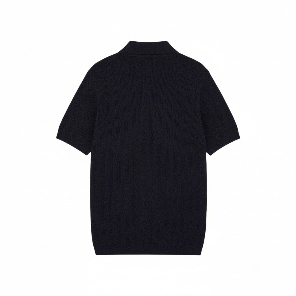 Lyle & Scott - Mens Linen Blend Short Sleeve Knitted Polo - Dark Navy Marl - Z56 KN2435V - Wildvine Clothing, Spalding, Lincolnshire