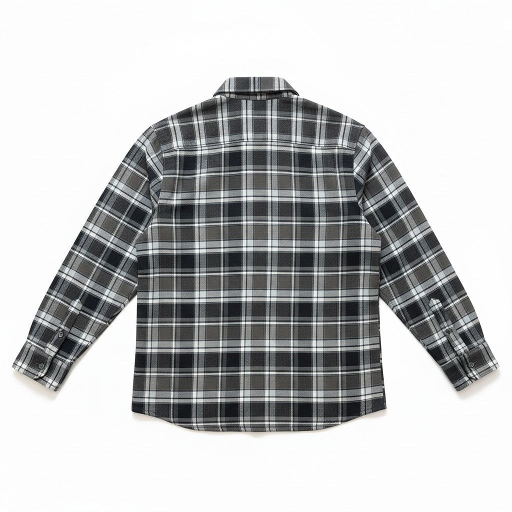 Lyle & Scott - Mens Brushed Cotton Check Shirt - Jet Black/ Limestone Y063 - Wildvine Clothing, Spalding, Lincolnshire