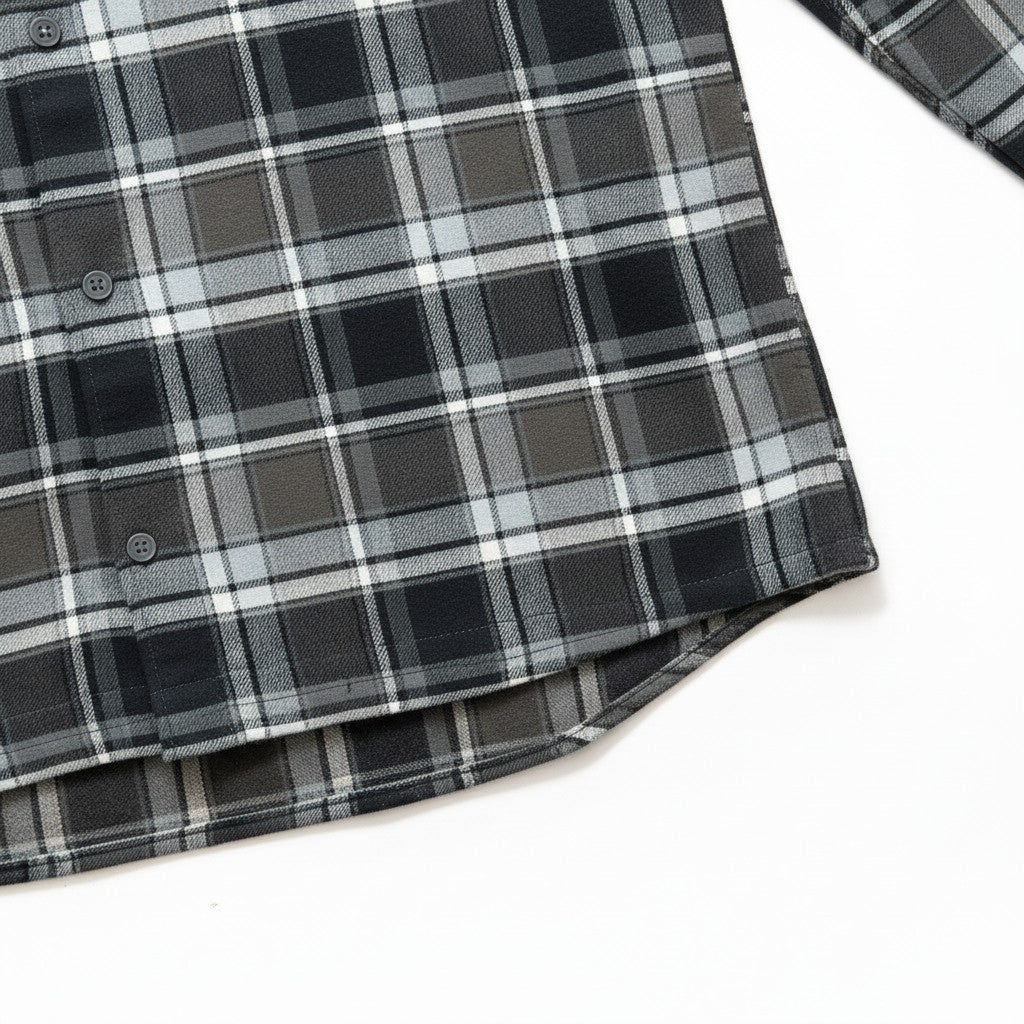 Lyle & Scott - Mens Brushed Cotton Check Shirt - Jet Black/ Limestone Y063 - Wildvine Clothing, Spalding, Lincolnshire