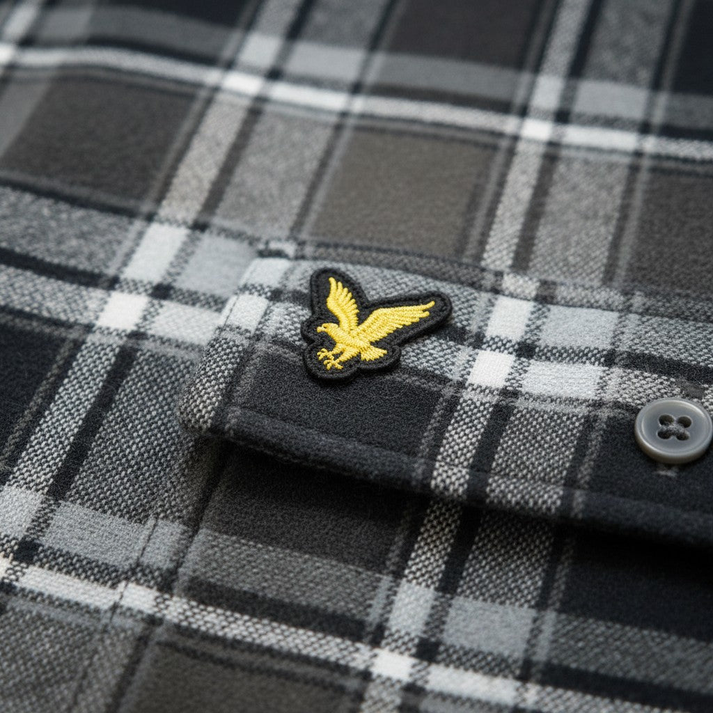 Lyle & Scott - Mens Brushed Cotton Check Shirt - Jet Black/ Limestone Y063 - Wildvine Clothing, Spalding, Lincolnshire