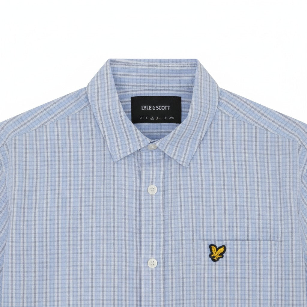 Lyle & Scott - Mens Short Sleeve Grid Check Shirt - Chalk Blue - W444 SW2415V - Wildvine Clothing, Spalding, Lincolnshire