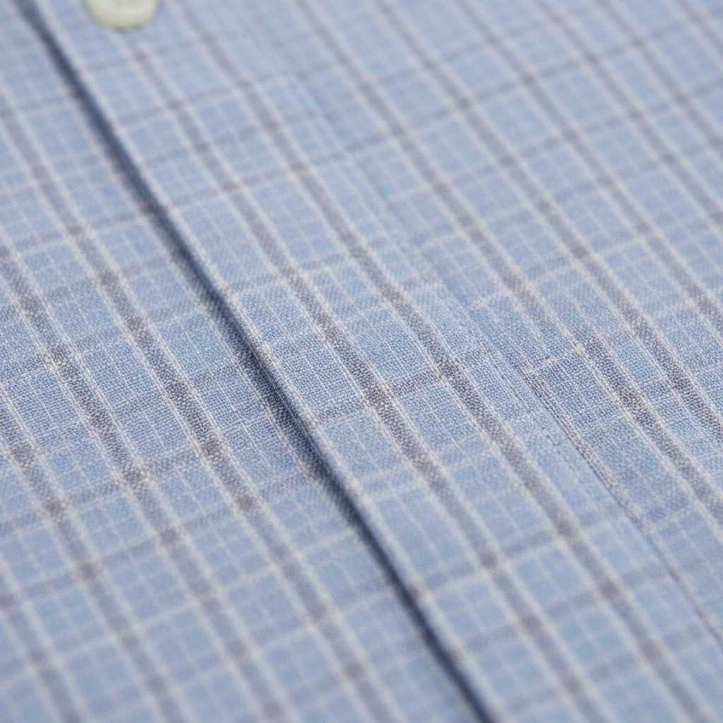 Lyle & Scott - Mens Short Sleeve Grid Check Shirt - Chalk Blue - W444 SW2415V - Wildvine Clothing, Spalding, Lincolnshire
