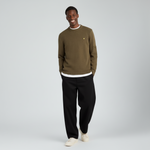 Lyle & Scott - Mens Rib Insert Crew Neck Jumper - True Olive - Y294 - Wildvine Clothing, Spalding, Lincolnshire