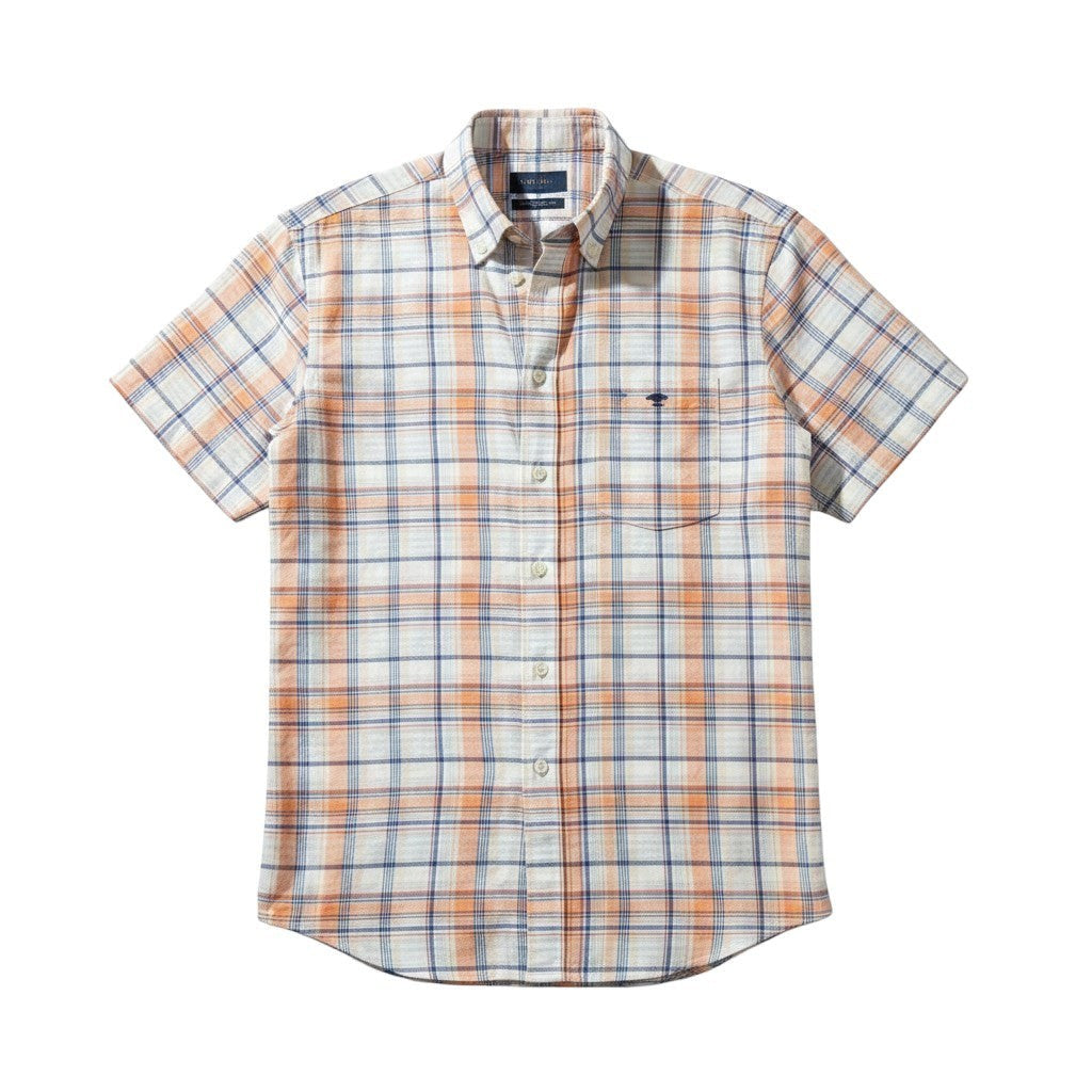Fynch-Hatton Men's Regular Short Sleeve Casual Shirt - Madras Check – Solar - Wildvine Clothing, Spalding, Lincolnshire