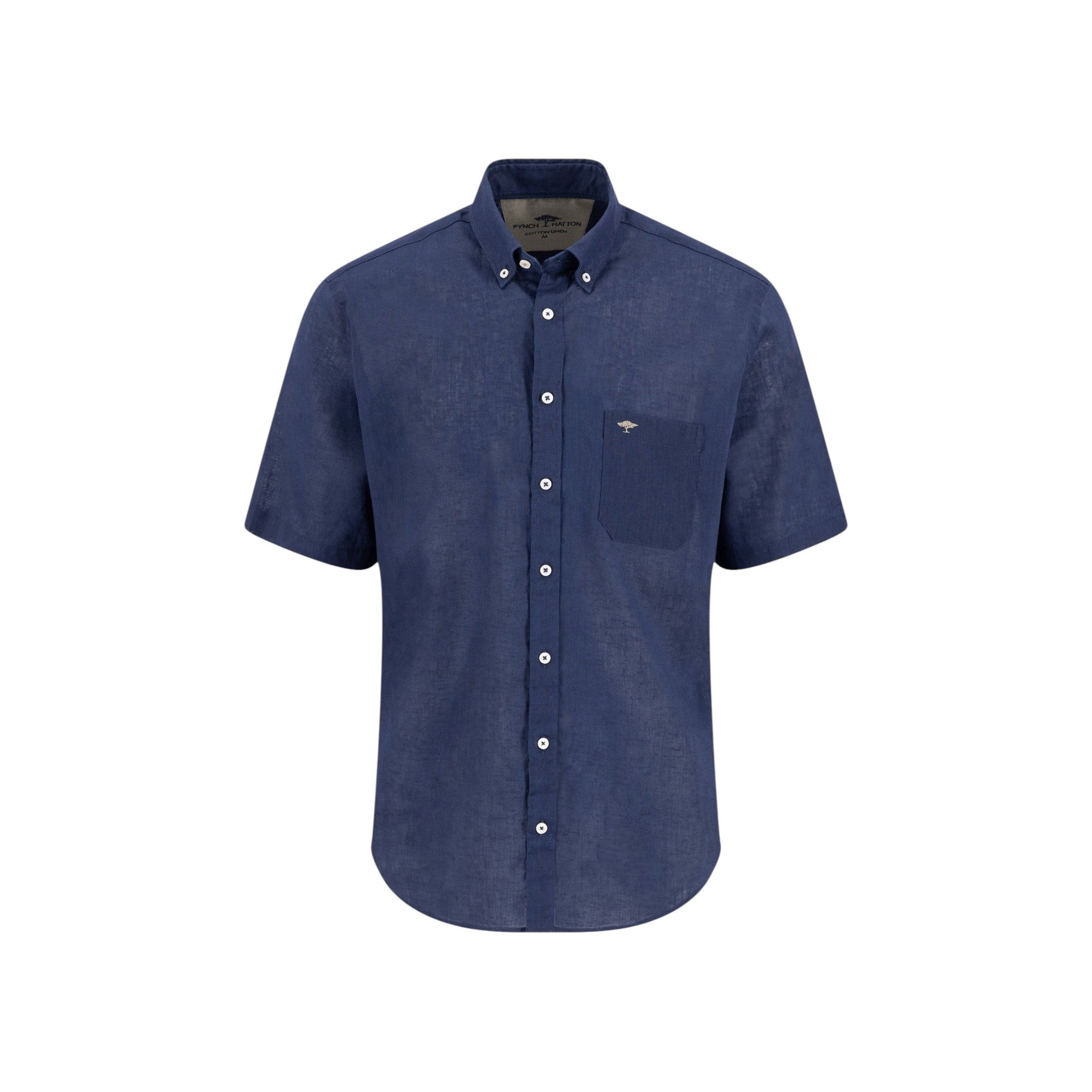 Fynch-Hatton Men's Summer Linen Short Sleeve Casual Shirt - Marine - Wildvine Clothing, Spalding, Lincolnshire