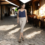 Pinnns - Ladies - Figure Sculpting Bengaline Crop Trousers - Marl Stone 408C - Wildvine Clothing, Spalding, Lincolnshire